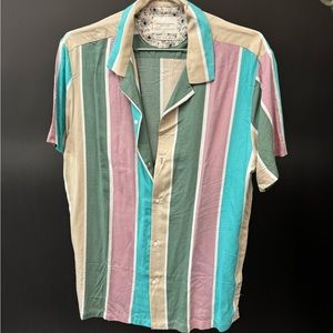 Denim and flower striped button down